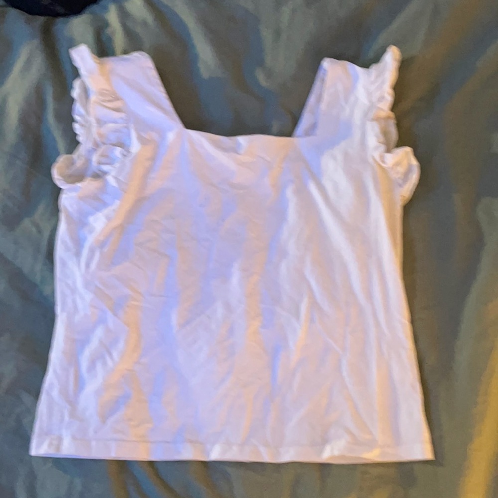 Cute white ruffle top from Shein